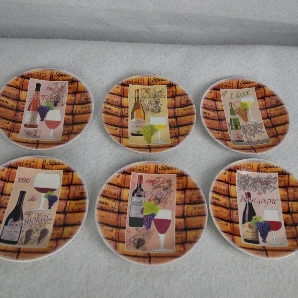 Philippe Deshoulieres Limoges Wine Appetizer Plates Les Vines set of 6